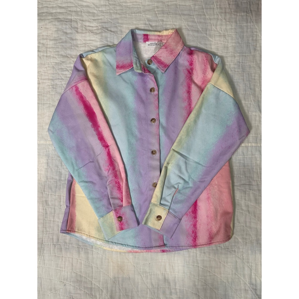 Emily Wonder Fleece Lined Multi Colored Shacket Sz Small